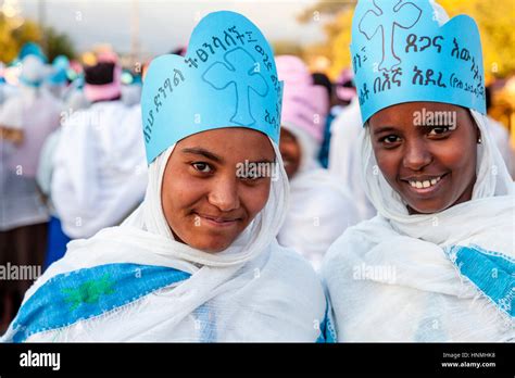 Young Ethiopian Christians Taking Part In A Christmas Procession Arba