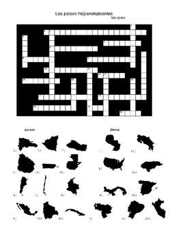 Spanish speaking countries word search puzzle by profesora souza. Spanish Speaking Country Map Crossword