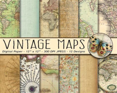 Vintage Maps Digital Paper Old Sea Maps With Vintage Or Antique Sea