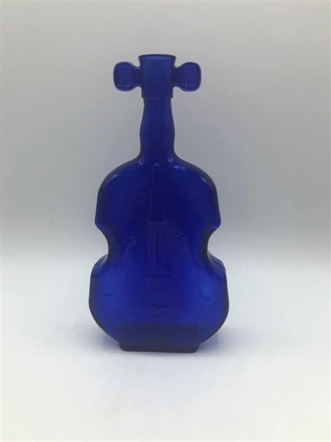 Glass Violin Bottle Vintage Cobalt Blue Bottle With Great Etsy