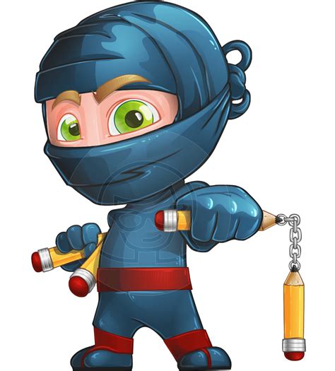 Ninja Warrior Cartoon Vector Character Illustrations Aka Toshi