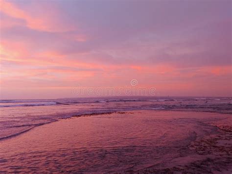 Purple Sunset Beach Paradise White Sandy Dramatic Ocean Blue Sky Cloud