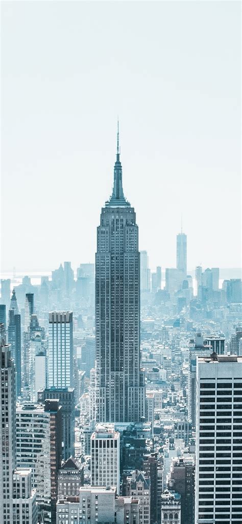 Download Wallpaper 1125x2436 New York City Aerial View Empire State