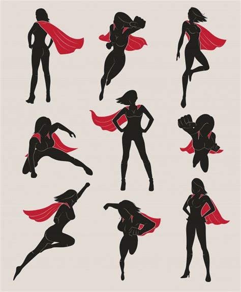 premium vector set of female superhero Супергерои Супергеройское искусство Позы действий