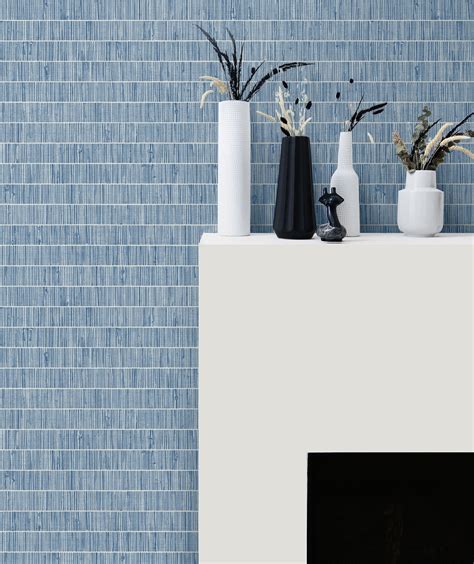 Shop Blue Grass Band Grasscloth Wallpaper In Pacifico From The More