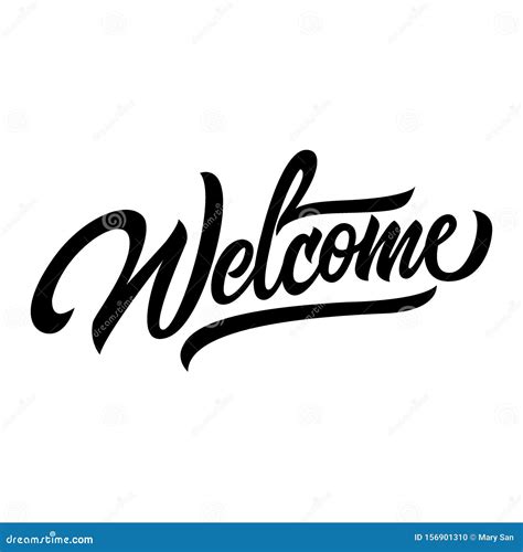 Welcome Black Handwriting Lettering Design For Typography Stock Vector