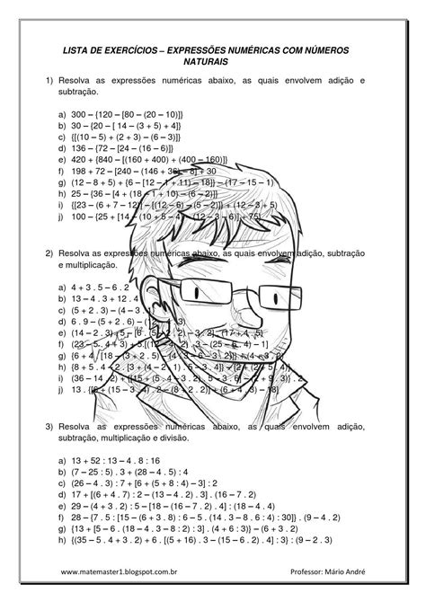 Atividade De Expressão Numerica 6 Ano
