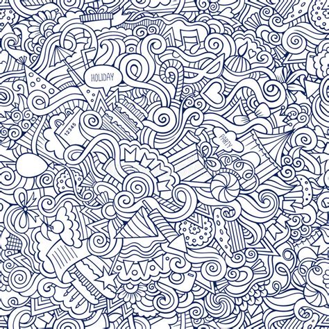 Doodles Hand Drawn Holiday Seamless Pattern Stock Illustrations 5010