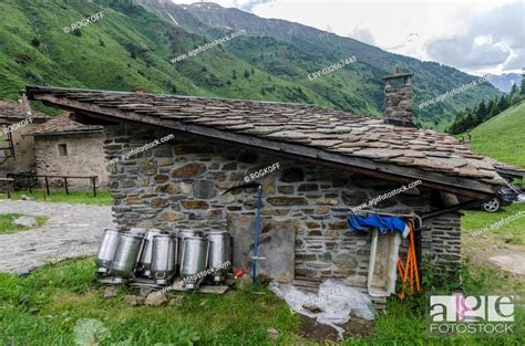 Stone Houses Traditional Alpine Village In The Mountains Stock Photo