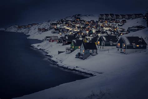 Nuuk City Ligths Is A Beautiful Sight From A Hilltop Visit Greenland