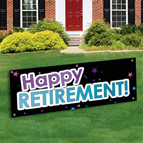 Happy Retirement Party Yard Sign Black Gold Yard Sign Outdoor Lawn