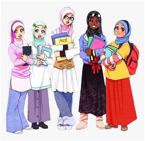 Muslim Muslimahs Friends Islam Group Of Islamic Girls Cartoon