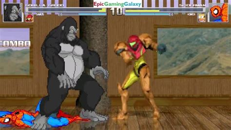 Spider Man And Homer Simpson Vs Gorilla Grodd And Samus Aran In A Mugen