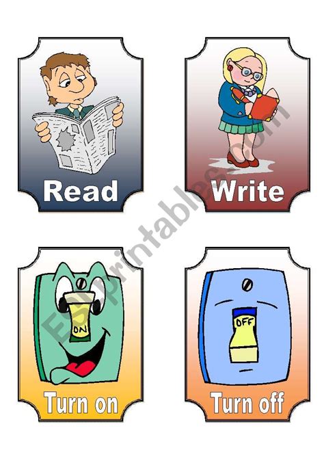 Action Verb Flashcards 7 Of 12 Esl Worksheet By Cbouch