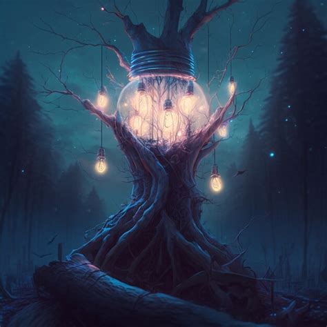 Premium Ai Image There Is A Tree With A Lantern Hanging From Its
