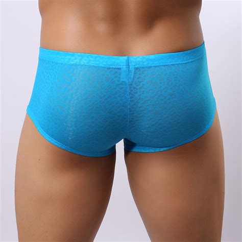 Men S Sheer Jacquard Hot Boxer Underwear Trunks EBay