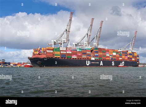 The Ultra Large Uasc Container Ship Sajir Preparing To Depart The