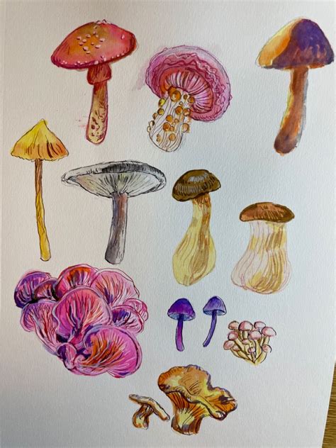 Art Artist Artwork Watercolor Mushrooms Wind Chimes Stuffed Mushrooms Diy Crafts