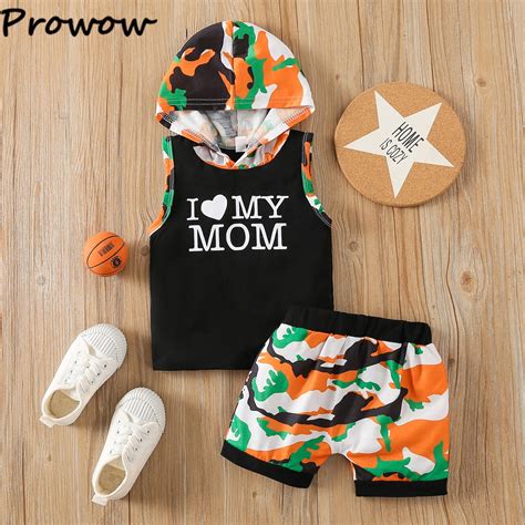 Prowow 0 3y Baby Summer Clothes Boy Mom Sleeveless Hooded Vest Top