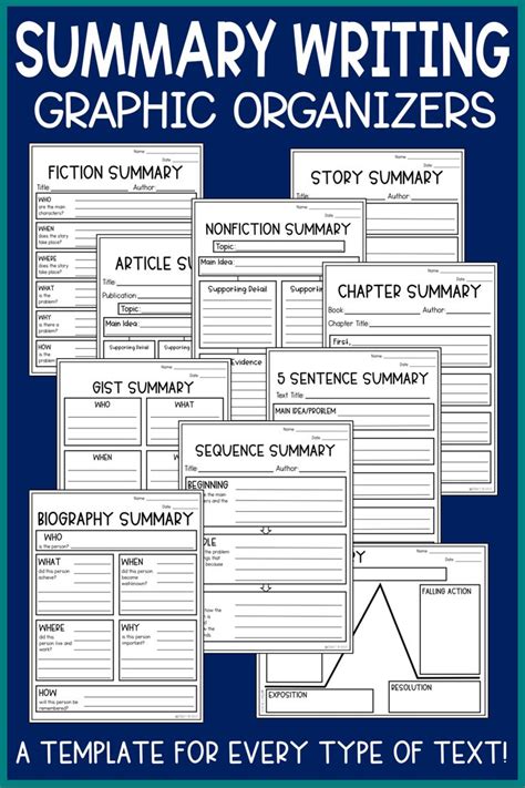 10 Summary Writing Graphic Organizers Make Summary Writing Easier For