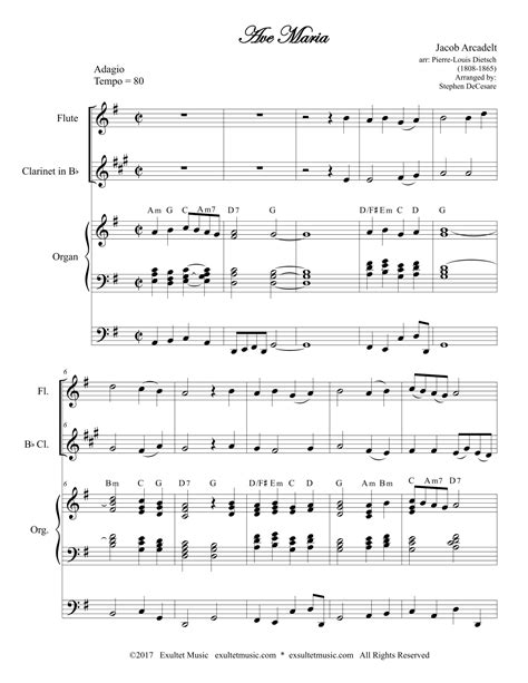 Ave Maria Duet For Flute And Bb Clarinet Arr Stephen Decesare Sheet Music Jacques Jacob