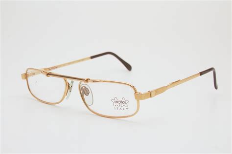 Vintage Man Sunglasses Luxottica 1080 Gold Plated 18k Italy High Fashion Square Frame Woman