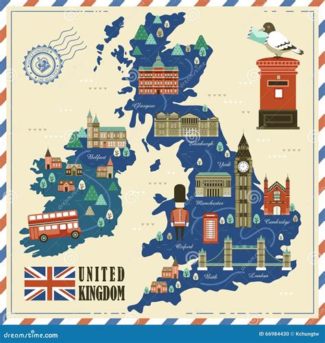 United Kingdom Travel Map Stock Vector Illustration Of Culture 66984430