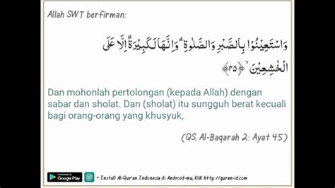 Baca surat al baqarah lengkap bacaan arab, latin & terjemah indonesia. Isi Kandungan Surat Al-Baqarah Ayat 45, Tentang Sabar dan ...