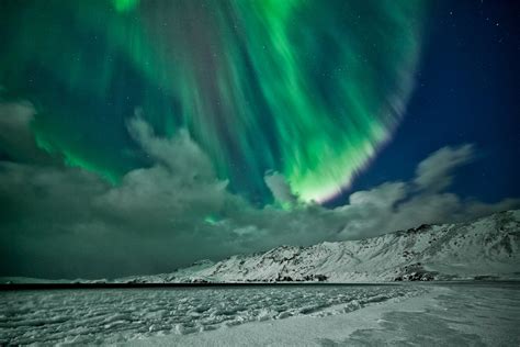 Aurora Borealis Northern Lights Sky Star Mountain Winter