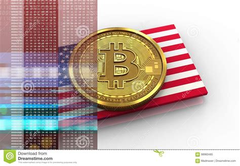 Buying bitcoin is straight forward, similar to purchasing stocks. 3d bitcoin USA flag stock illustration. Illustration of ...