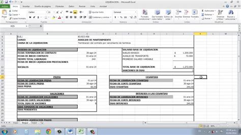 Hoja Excel Para Calcular Liquidacion Laboral Colombia Company