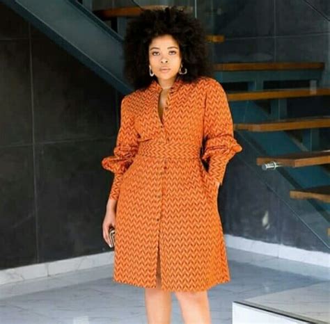 clipkulture beautiful burnt orange shweshwe jacket dress with front buttons