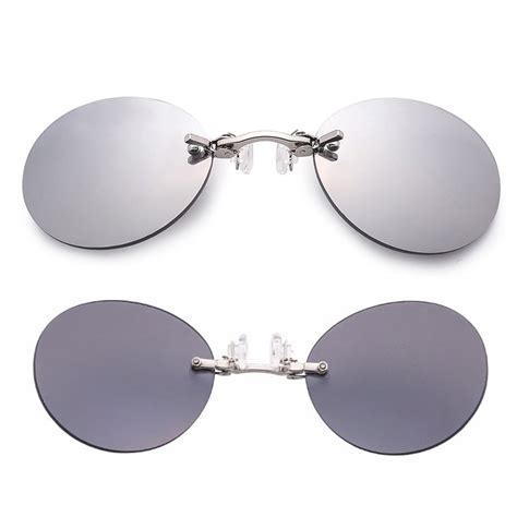 Mini Small Round Clip On Nose Sunglasses Men Vintage Steampunk Coating Cinily
