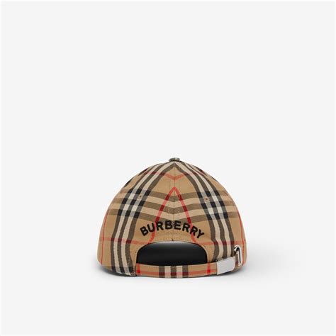 Embroidered Logo Vintage Check Cotton Baseball Cap In Archive Beige