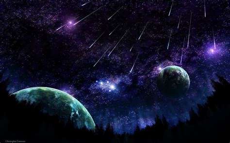 1366x768 Resolution Shooting Star And Planet Wallpaper Space