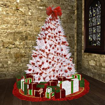 Halloween white black gold hanging tissue paper tassel garland. Second Life Marketplace - Red on White Christmas Decor Set ...