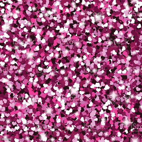 Abstract Sparkle Pink Hearts Seamless Glitter Pattern