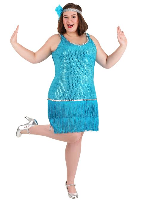 Plus size fringe dress australia. Plus Size Turquoise Sequin & Fringe Flapper Costume