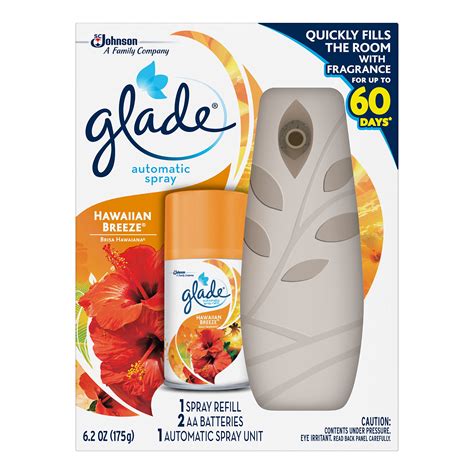 175g/269ml last up to 60days works well with air wick and glade automatic spray (old and new design). Glade Automatic Spray Air Freshener Starter Kit, Hawaiian ...