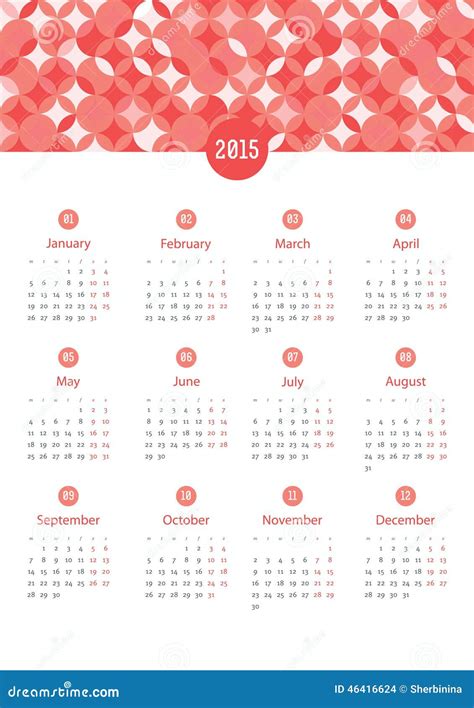 Kalender 12 Monate 2015 Vektor Abbildung Illustration Von Betrieb