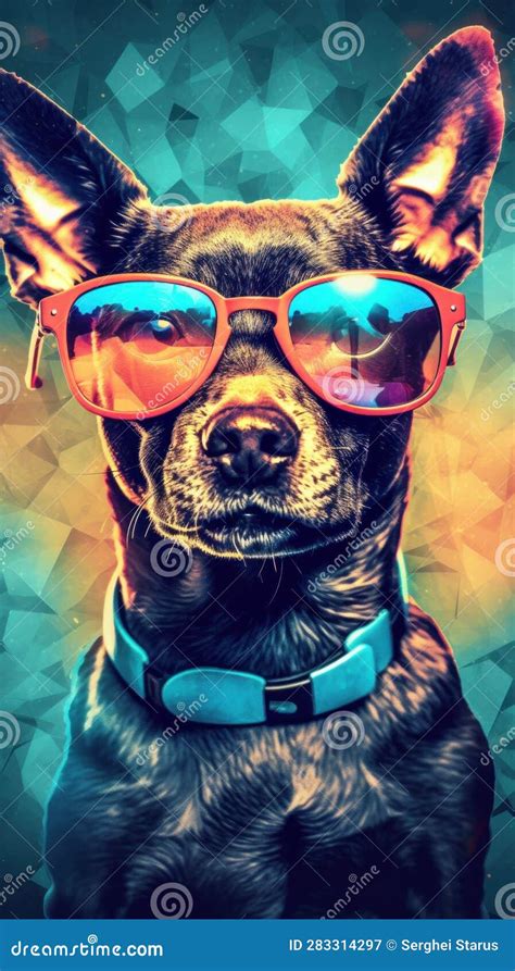 A Dog Wearing Sunglasses And A Collar Generative Ai Image Stock