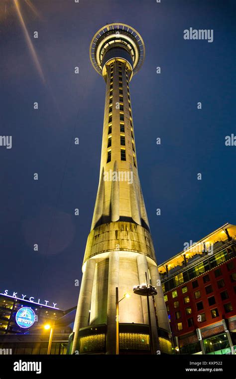 Sky Tower In Auckland New Zealand Stock Photo Alamy