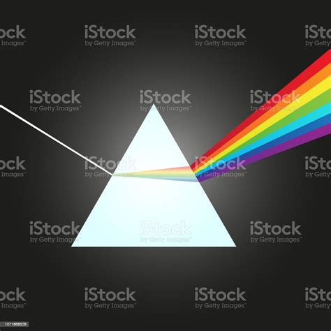 Dispersion Of White Light Into Visible Spectrum At The Glass Prism
