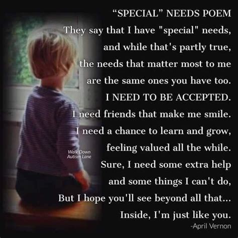 Special Needs Poem April Vernon Special Needs Quotes Learning