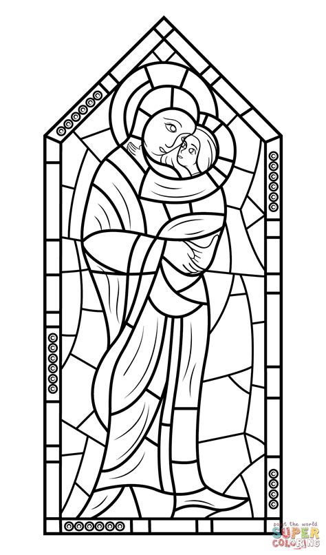 Maybe you would like to learn more about one of these? Mother Mary with Jesus Stained Glass coloring page | Free ...