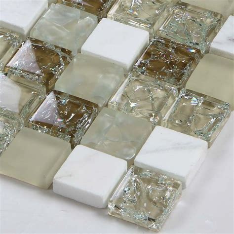 Cream Stone And Glass Mosaic Sheets Kitchen Backsplash Cheap Crackle