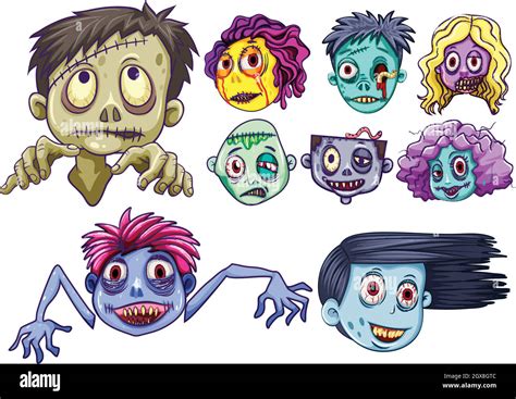 Set Of Zombie Heads Stock Vector Image And Art Alamy