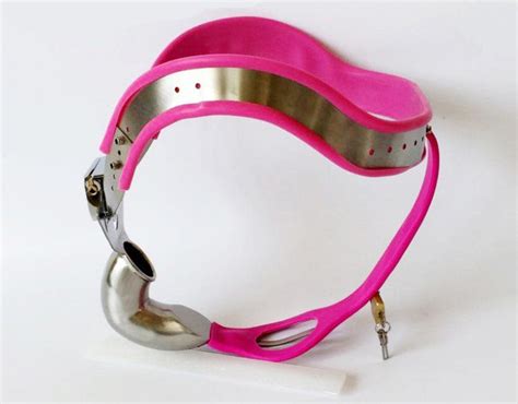 Male Model T Plus Adjustable Stainless Steel Pink Chastity Belt Device Full Closed Winding Cock