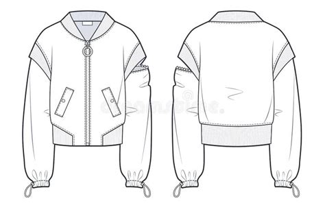 Unisex Transformer Bomber Jacket Fashion Flat Technical Drawing