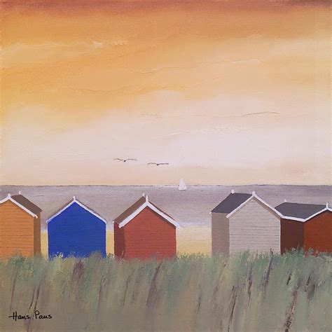 Beach Huts Painting By Av Art
